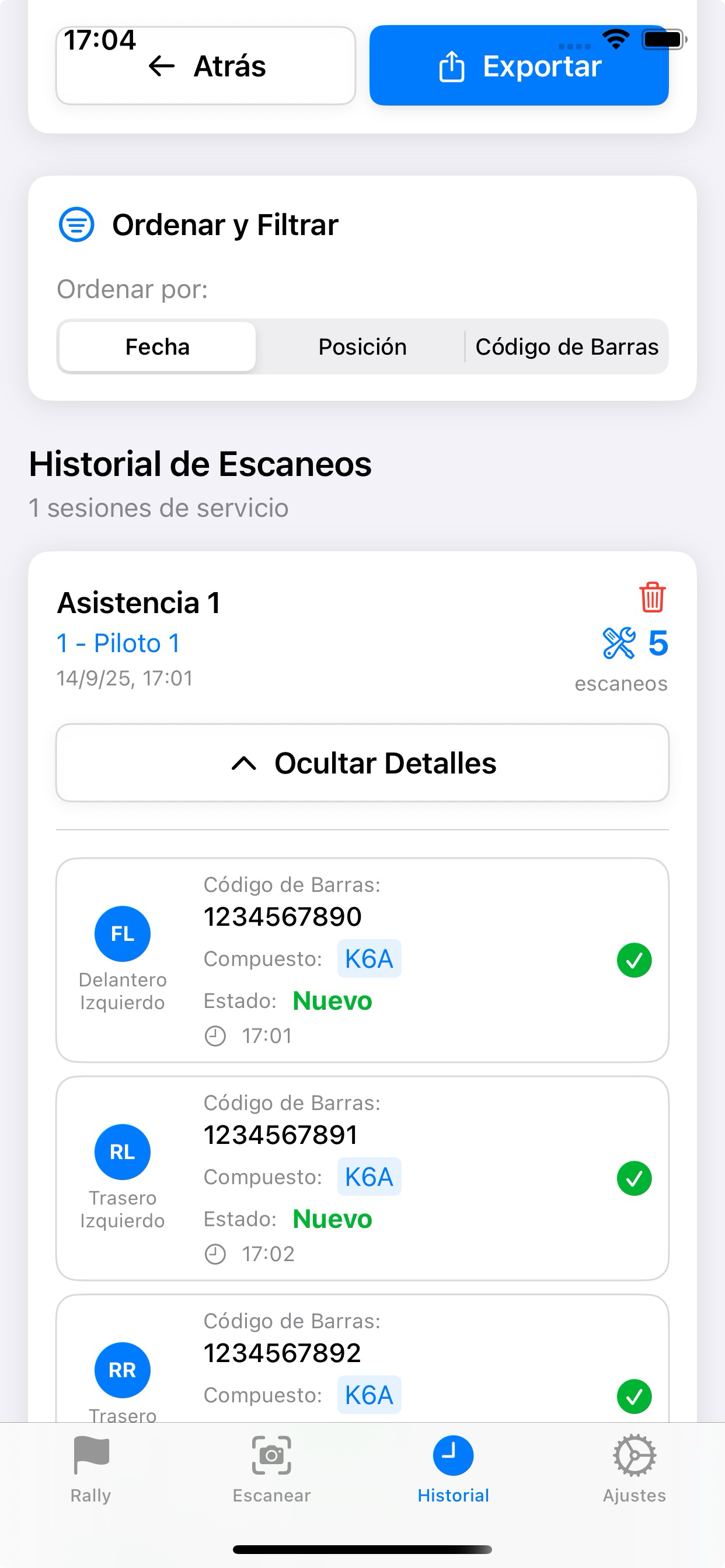 Historial de rallies