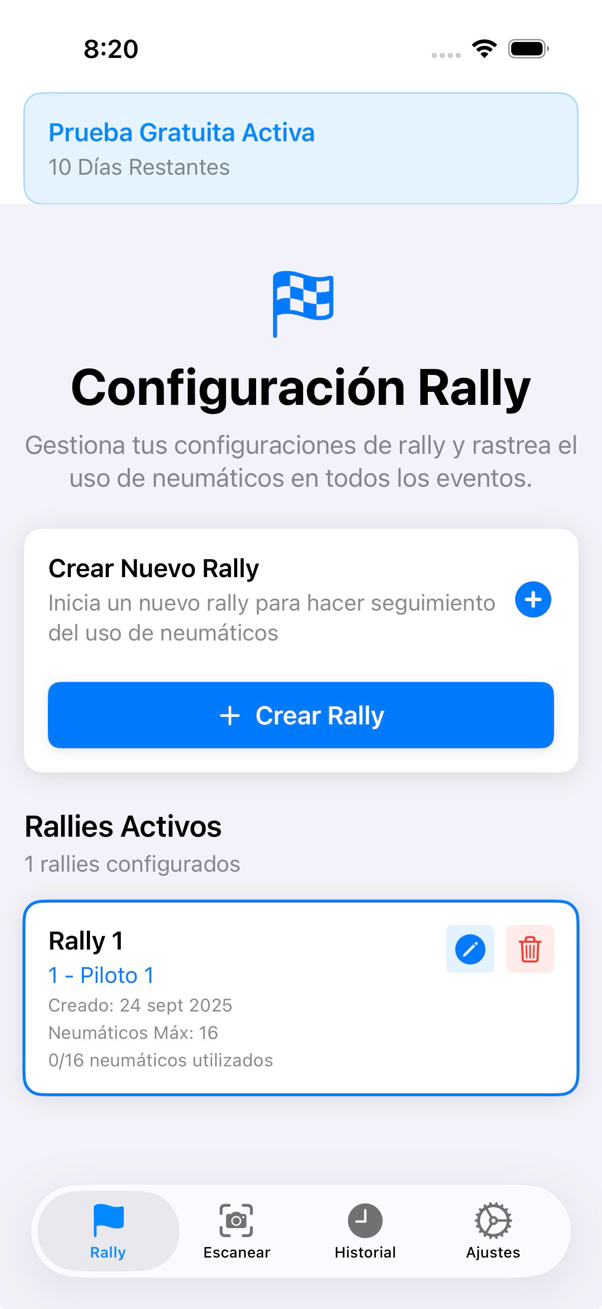 Rally configurado