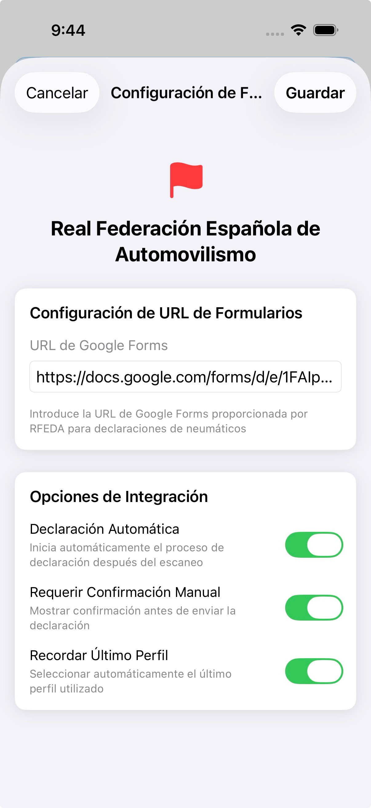 Configurar URL de formulario